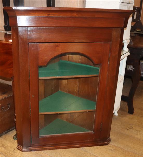 A Victorian mahogany hanging corner cabinet W.78cm